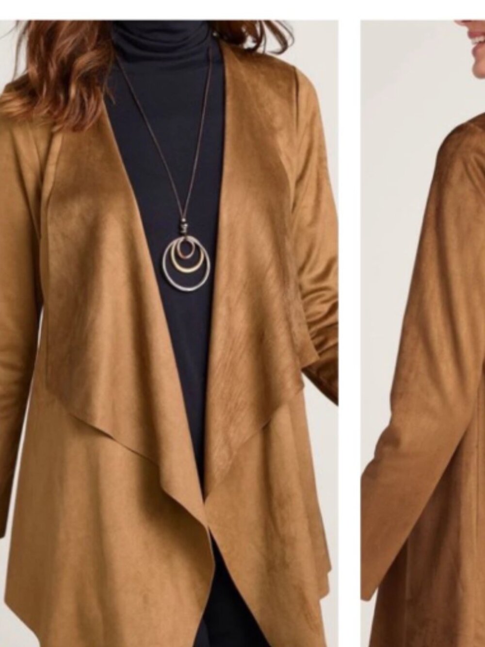 Thread & Supply faux suede open front blazer cardigan waterfall style size S